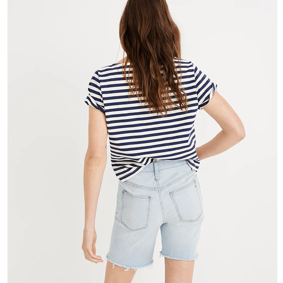 Madewell Denim Shorts 25 Light Blue High Rise Mid Length Jean Cutoff Adeline - Picture 5 of 13